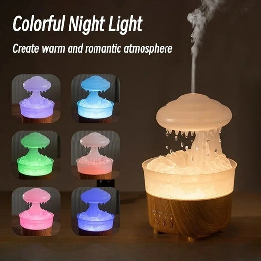 ᴵᴴ Rain Cloud Night Light Humidifier With Raining Water Drop Sound And 7 Color Led Light Essential Oil Diffuser Aromatherapy