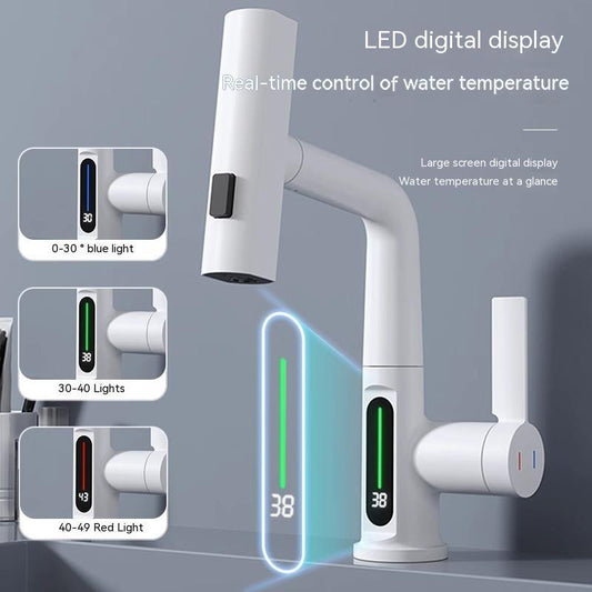 ᴵᴴ Intelligent Digital Display Faucet Pull-out Basin Faucet Temperature Digital Display Rotation