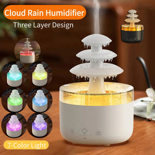 ᴵᴴ New Cloud Rain Air Humidifier Essential Oil Aromatherapy Diffuser USB Mute Mist Air Humidifier With Colorful Light