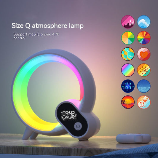 ᴵᴴ Creative Q Light Analog Sunrise Digital Display Alarm Clock Bluetooth Audio Intelligent Wake-up Q Colorful Atmosphere Light
